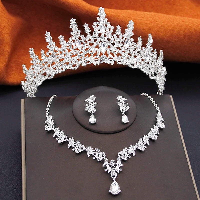 Bridal Tiara & Jewelry Set – 3 Piece Wedding Crown