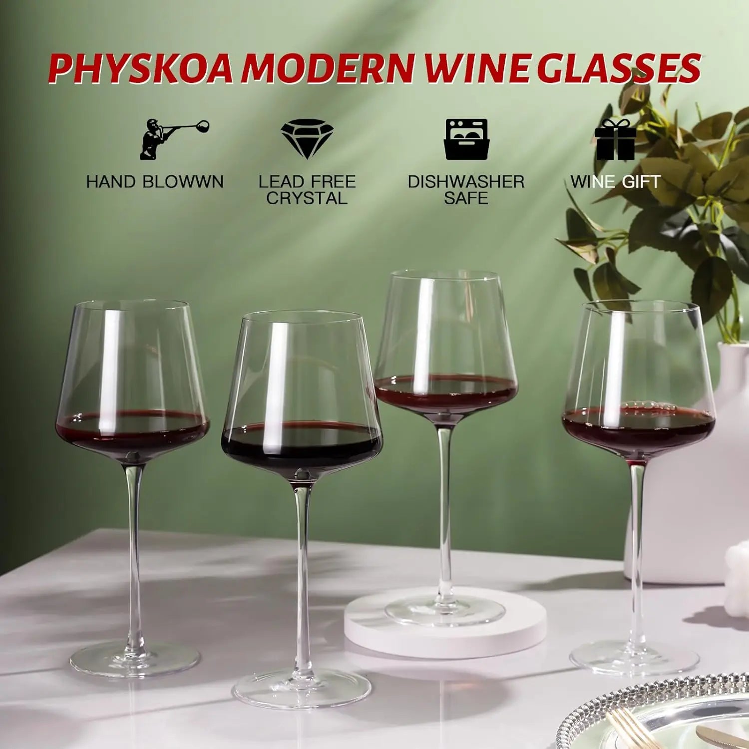 Lead-Free Crystal Wine Glasses – Set of 4